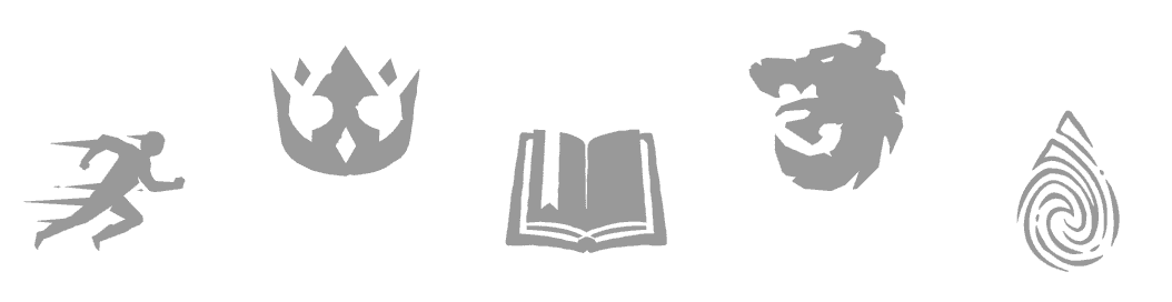 These icons, used throughout the site, all have a distinct gaming aesthetic.