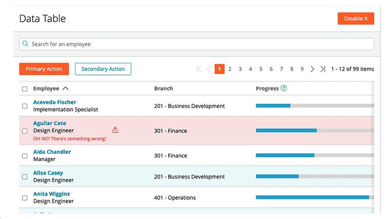 Paylocity Design System Table Components